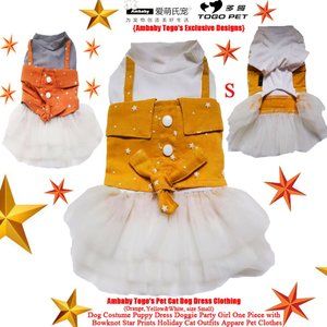 Ambaby Dog Dress & 4-Leg Small Jumpsuit Dog Clothes Puppy Overall Striped Shirt